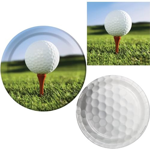 Golf Party Supplies for 8 People | Bundle Includes Paper Dinner Plates Dessert Plates & Lunch Napkin | Sports Fanatic Golf Design for Men & Women