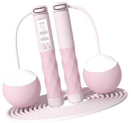 harayaa Corde à Sauter avec Compteur, Corde à Sauter sans Fil, comptage numérique, pour l'exercice, Rose