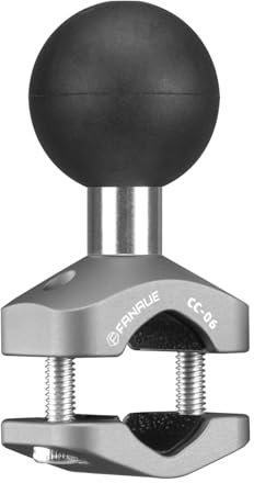 FANAUE Aluminum Alloy Handlebar Clamp Mount U-Bolt Base with 1'' Ball for Rails, Compatible with RAM Mounts B Size Double Socket Arm & Bike Phone Mount Holder