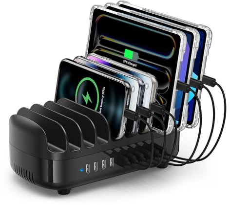 ORICO 120W Station De Charge pour Plusieurs Appareils, Nouvelle Mise à Niveau 10 Ports USB Charging Station avec Ventilateur De Refroidissement, Compatible avec iPhone,iPads, Android et Tablettes