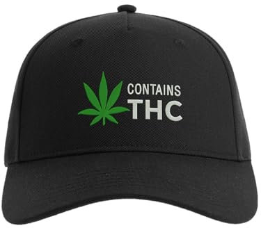 Lauthings Enthält THC Weed Ganja Marihuana Baseball Cap Bestickte Herren Mütze Unisex Sport Schwarz, Schwarz , Einheitsgröße