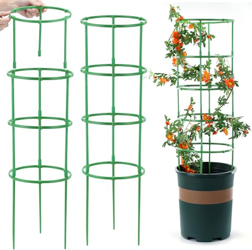 Tomaten Rankhilfe, 200 Stück Tomatenkäfig mit Verstellbarer Höhe, Pflanzenstütze für Kletterpflanzen, Gurken Rankhilfe, Rankgitter für Tomaten, Tomatenturm, Blumenstütze (100 Ringe + 100 Stangen)