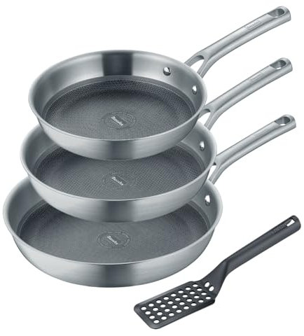 Berndes Pfannen Set Tricion Resist 3 tlg. – Bratpfanne 20 cm, 24 cm & 28 cm – mit Pfannenwender - Antihaftbeschichtung – Kratzfest & Backofengeeignet - Induktion geeignet - Edelstahl Stiel