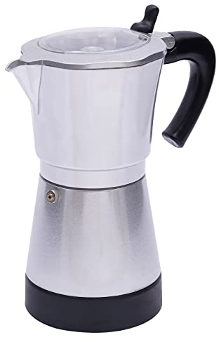 Elektrische Kaffeemaschine 300 ml Elektrische Kaffeemaschine Espressokocher 6 Tassen Italia Mokka Kanne 480W Espressomaschine (Silber)