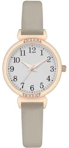 NUOVO Women's Quartz Watch Apricot Brown Women's Watches Rose Gold Color Case with White Dial Analog Display
