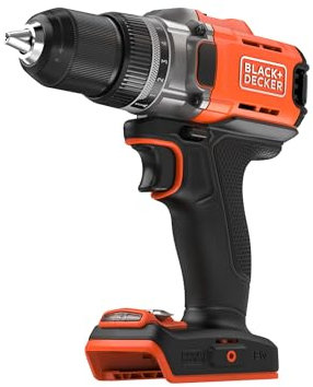 BLACK+DECKER Trapano Avvitatore Senza Fili 18V, Coppia Massima 45Nm, 2 Impostazioni di Velocità, Mandrino Autoserrante e Luce LED, BCD382XN-XJ