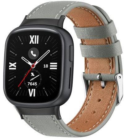 KMKJSH Bracelets de Montre en Cuir pour Honor Watch 4 Bracelet, avec Boucle en Acier Inoxydable Réglable pour Hommes Femmes Cuir Véritable Elégant Bande de Remplacement avec Honor Watch 4 Sangle (6)