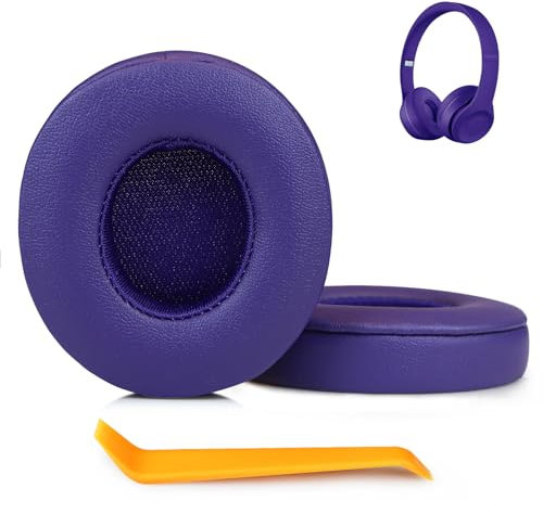 SINOWO Earpads Replacement for Beats Solo 2 & Solo 3 Wireless On-Ear Headphones,Solo2 Solo3 Ear Pads Cushions with Noise Isolation Memory Foam,Soft Protein Leather(Pop Purple)