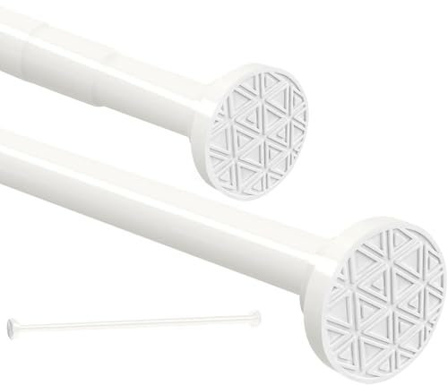 Euschematin Tringle à rideau de douche extensible en acier inoxydable sans perçage, barre de tension réglable, ne rouille pas, ne s'effondre pas, pour armoire, cuisine (Blanc, 60-290cm)