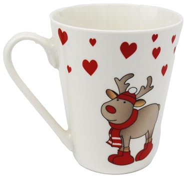 KAMACA Kaffeebecher Becher Tasse Weihnachtstasse für einen lieben Menschen tolles Geschenk Kollegen Büro Alltag Winter Weihnachten (Süßes Rentier)