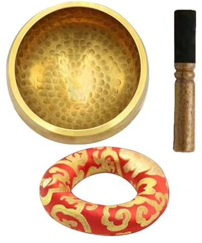 Youngwier Bol chantant tibétain - Fabriqué à la main - Bol chantant tibétain avec maillet coussin - Pour méditation de yoga, chakra, pleine conscience et
