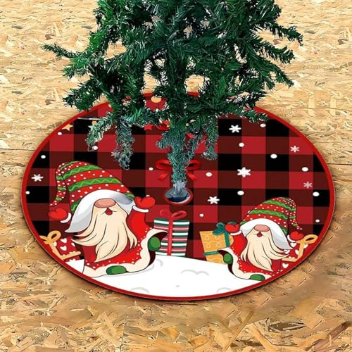 Weihnachtsbaum Decke Christbaumdecke 120/150cm, Groß Kunstfell Schneeflocken Rund Tannenbaum Decke Unterlage Teppich, Weihnachtsbaumdecke für Christbaumschmuck Weihnachtsdeko (Rot, 150cm)