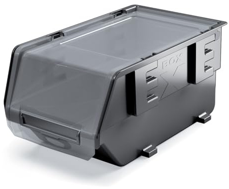 B2C Storage Bins Plastic Order Picking Parts Boxes Lid Scooped Front Stackable Wall Mounted Garage Workshop Tool Organizer Modular (With lid, XXL - 296x197x147mm)