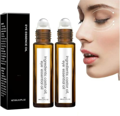Eclipseecho Castor Oil, Frankincense Eye Roller, Organic Castor Oil Roller, Rollerball Castor Oil and Frankincense, Eye Roller Instantly Erase Lines, Bags, Puffiness (2 Pcs)