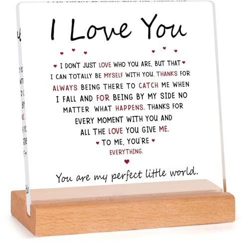 Christmas Romantic I Love You Gifts for Her Him, Acrylic Plaque Presents for Girlfriend Boyfriend, Anniversary Valentines Birthday Gifts for Wife, Husband, Women, Men