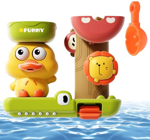 Eymobad Juguetes Baño Bebe 1 2 3 4 Años,Juguete para Bañera para Bebe,Juguete de Baño para 6-12 Meses,Agua con Ventosas,Juguetes de Ducha de Pato y León,para Niños y Niñas 1-4 Años