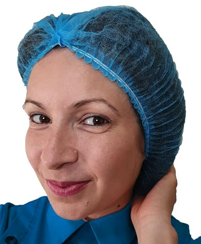 Disposable Hair Net Pack 100 Elastic Cooking Mob Caps, Hairnets Kitchen Wear Salon Beauty Supplies Nurse hat, Dust-free Hair Covers Headwear Hair Nets For Catering Mop Head Surgical Hair Blue Cap.
