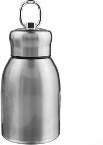 Botella de agua de acero inoxidable aislada al vacío de 300 ml, termo de viaje de doble pared para bebidas frías y calientes con anillo de transporte, botella de agua para camping, senderismo (F)
