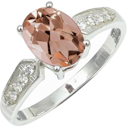 SILVERNROCK Morganit Lab Grown aus Versilberter Edelstein Ring handgefertigt für Herren und Damen Schmuck ERG1250BC_57 (18.1)