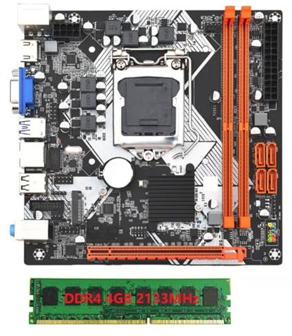 ISKDJBJG ITX H110 Computer Motherboard with 4G 2133Mhz DDR4 RAM LGA1151 DDR4 Black Supports 32GB Gigabit Ethernet