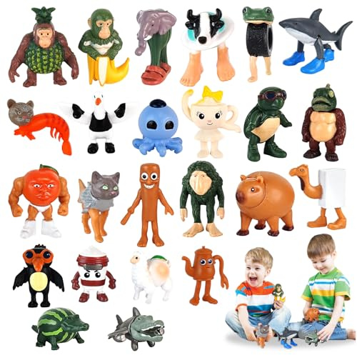 KutaKuta Italian Brainrot Figuren Set, 24 Stück Tung Tung Tung Tung Sahur Tralalero Tralala Figure, Creative Brainrot Figuren Schreibtisch Dekoration für Sammler, Geschenke für Freunde
