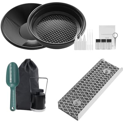 VBESTLIFE Kit de Panoramique en Or 12 Pouces de 12 Pouces, équipement D'exploitation en Alliage en Aluminium pour Adultes, Comprend Une Casserole en Or, Un Tamis de Classificateur, des