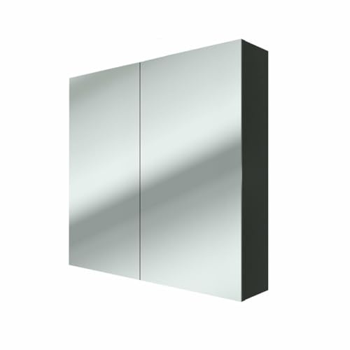 AcquaVapore by Sandra Jentho Spiegelschrank Badspiegel Badezimmer Spiegel City 80cm Esche schwarz mit 5W LED-Strahler/Energiebox