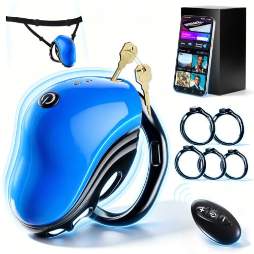 Sex Toy Vibrating Chastity Cage - Male Chastity Devices Cock Cage with 10 Vibration Modes 5 Rings 2 Keys, Adjustable Elastic Chastity Belt, App & Remote Control, BDSM Adult Toys for Couple Exercise
