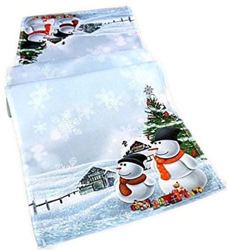 Raebel Tischläufer weiß bunt 40x140 cm Schneemann Weihnachtstischdecke