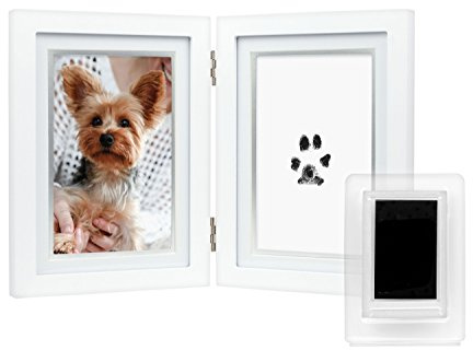 Pearhead Pet Desk Frame with Ink Kit, DIY No Mess Pawprint Kit, Gift For Pet Parents, White