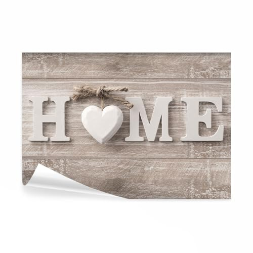 decomonkey Fototapete Home Haus 350x256 cm XXL Design Tapete Fototapeten Vlies Tapeten Vliestapete Wandtapete moderne Wand Schlafzimmer Wohnzimmer Holz Herz Vintage