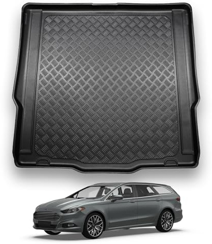 NOMAD Boot Liner Mat for Ford Mondeo Estate 2014-2020 | [Models with mini spare tyre or repair kit], Tailored PE Car Boot Protector Tray, Waterproof Raised Edge Trunk Mat