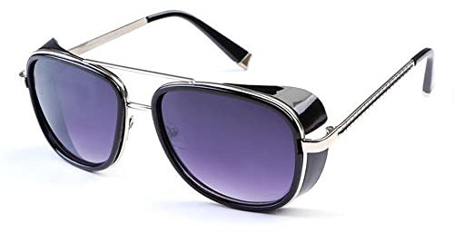 GBST Male Steampunk Sunglasses Tony Stark Iron Man Matsuda Sunglasses Retro Vintage Eyewear Steampunk Sun Glasses Uv400 Oculos De Sol,Blue