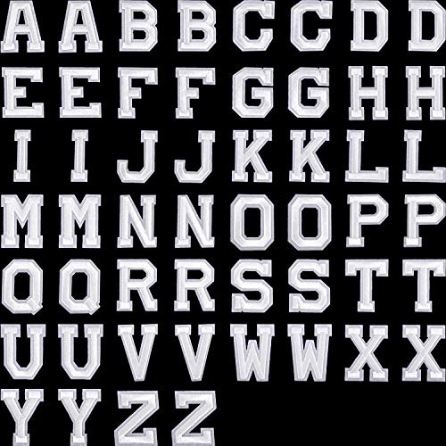 Boao 52 Stück Applikationen Patches zum Aufbügeln DIY Nähen Alphabet A-Z, Weiß