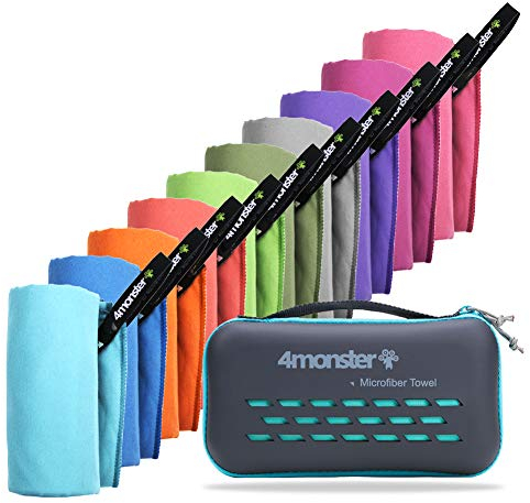 4Monster Mikrofaser Handtücher in 14 Farben, Schnelltrocknendes Sporthandtuch Saugfähig, Ultra Leichtes Reisehandtuch für Fitness Sauna Reisen Sport