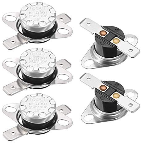 KSD301 Thermostat 40 Degrés 10A Normalement Ouvert Ajuster Snap Disc Limit Control Interrupteur Thermique 5 pcs