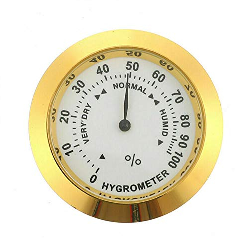 GeKLok Igrometro per sigari, igrometro analogico, con puntatore in vetro rotondo di precisione, per scatola di sigari, armadietto per sigari