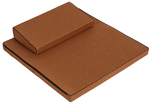 QTQHOME Tragbares faltbares Bodenkissen für den Außenbereich, Kokosfaser, Yogakissen, quadratisch, handgefertigt, Meditationsmatte, großes Zafu- und Zabuton-Meditationskissen, Orange, 80 x 80 cm