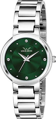 LOUIS DEVIN damklocka (rostfritt stål kedjeklocka ZL148), Grön, armband