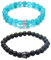 UEUC Armband mit CZ Kronen König und Königin schwarz Matte und weiß Howlite 8 mm Beads Armband(#74)