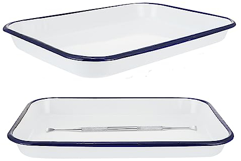 iplusmile Instrumententablett Medizinisches Instrument Tablett Dental Tablett Porzellan Rechteckiges Tablett Lab Schalen Instrument Tablett Labortablett Für Dental Medical Lab