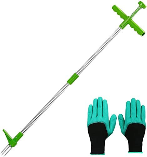 Long Manche Telescopique Uproot Remover, Stand-Up Arrache Mauvaise Herbe Jardinage, Outil Desherber Sans Effort, Griffe de Jardin Rotative, Désherbeurs Manuels pour Pissenlit Pelouse Mauvaises Herbes