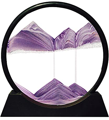Aoderun Sablier Decoratif 20cm Sablier 3d Art Dynamique Peinture de Sable Qui Coule Rond Cadre Sable Mouvant Deco Bureau Salon Maison (Pourpre,28cm)