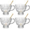 AVLA 4 Pack Glass Coffee Mugs, 16 OZ Clear Tea Cups with Handle and Spoons, Crystal Drinking Glassware for Latte, Cappuccino, Americano, Juice, Hot Beverage, Water, Dishwasher & Microwave Safe