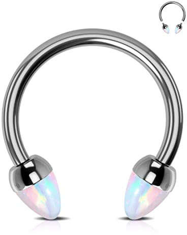 OUFER Body Piercing Internally Thread Titanium Helix Daith Tragus Earring Piercing Jewellery 16G Rook Smiley Septum Ring Opal Cartilage Earring Hoop