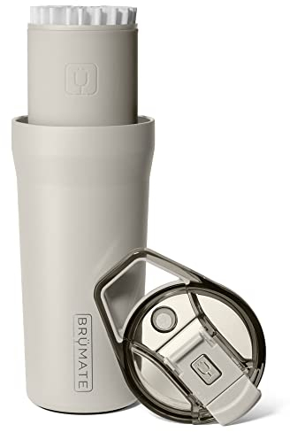 BrüMate Pour Over Isolierter Reise-Kaffeebecher | 2-in-1 Reise-Kaffeemaschine mit 100% auslaufsicherem Deckel | isolierter Kaffeebecher | Reisen & Camping | kommt mit Filtertropfer (Düne)