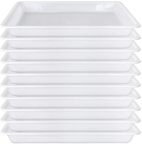 10 Pack Plastic Art Trays,Activity Crafts Tray,Organizer Tray,Serving Tray for Home,School,Kids,DIY Projects,Painting,Beads (White)