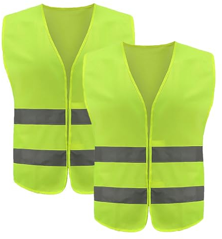 YCYUYK 2 Stück Warnwesten Auto,High Visibility Warnweste Pannenweste Warnwesten Neongelb Sicherheitsweste für Autofahrern Fahrern Arbeitskräften