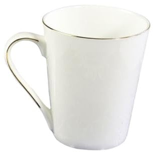 BESTonZON White Bone China Mug Gold-Rimmed Edge and Ergonomic Handle for Coffee Tea Milk Juice Ceramic Cup for Home Office Birthdays Weddings Anniversaries