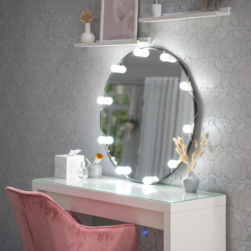 ValueLights | Stick on Hollywood Vanity Mirror Bulbs Light Kit | Vanity Lighting Fixtures, Home Décor & Improvement Essential | 3 Colour Changing Mode | Includes 10 Dimmable Bulbs